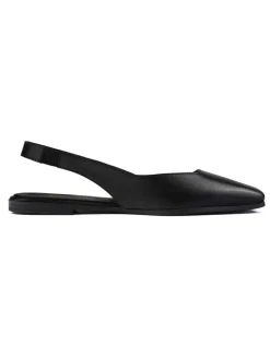 Leder-Slingballerinas in Schwarz