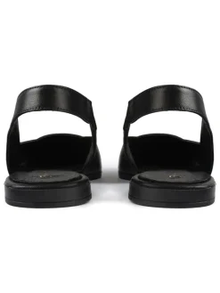 Leder-Slingballerinas in Schwarz