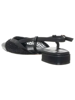 Leder-Slingballerinas in Schwarz