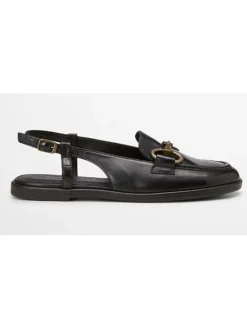 Leder-Slingballerinas in Schwarz