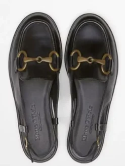 Leder-Slingballerinas in Schwarz