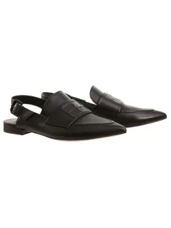 Leder-Slingballerinas "Pam" in Schwarz