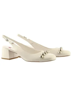 Leder-Slingpumps "Ashley" in Creme