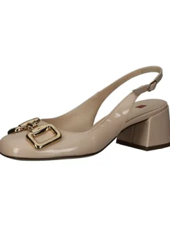 Leder-Slingpumps in Beige