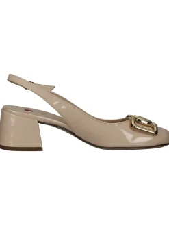 Leder-Slingpumps in Beige