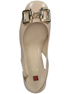 Leder-Slingpumps in Beige