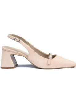 Leder-Slingpumps in Beige