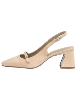 Leder-Slingpumps in Beige
