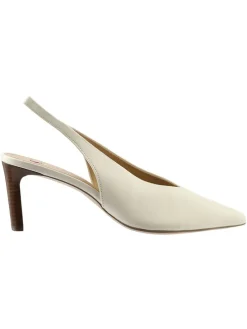 Leder-Slingpumps in Creme