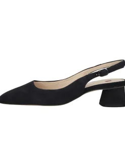 Leder-Slingpumps in Dunkelblau