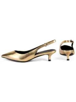 Leder-Slingpumps in Gold