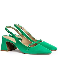 Leder-Slingpumps in Grün