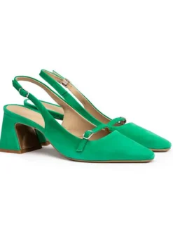 Leder-Slingpumps in Grün