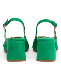 Leder-Slingpumps in Grün