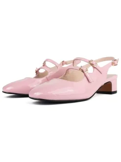 Leder-Slingpumps in Rosa