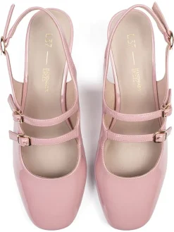 Leder-Slingpumps in Rosa