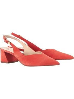 Leder-Slingpumps in Rot