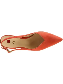 Leder-Slingpumps in Rot