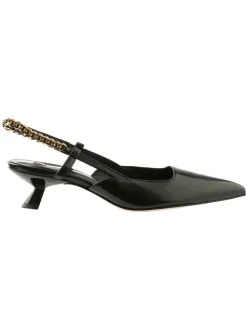 Leder-Slingpumps in Schwarz