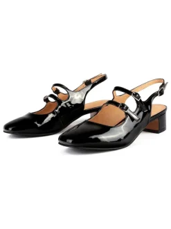 Leder-Slingpumps in Schwarz