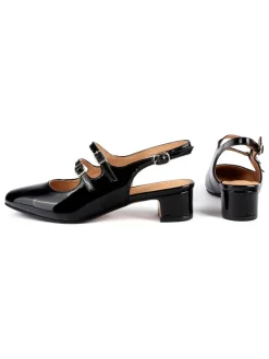 Leder-Slingpumps in Schwarz
