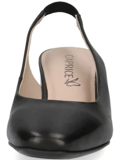 Leder-Slingpumps in Schwarz