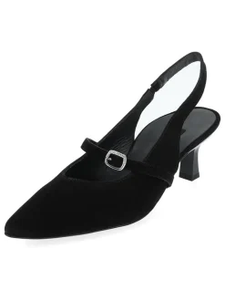 Leder-Slingpumps in Schwarz