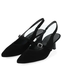 Leder-Slingpumps in Schwarz