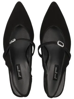 Leder-Slingpumps in Schwarz