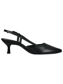 Leder-Slingpumps in Schwarz