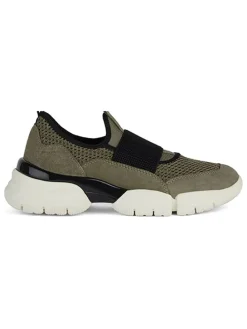 Leder-Slipper "Adacter" in Khaki/ Schwarz