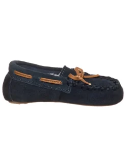 Leder-Slipper "Crackling Flo" in Dunkelblau