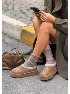 Leder-Slipper in Braun