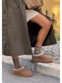 Leder-Slipper in Braun