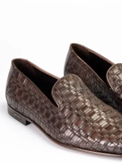 Leder-Slipper in Braun