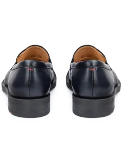 Leder-Slipper in Dunkelblau