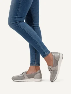 Leder-Slipper in Grau