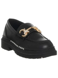 Leder-Slipper in Schwarz