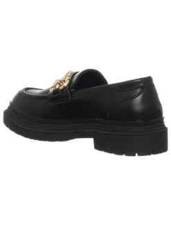 Leder-Slipper in Schwarz