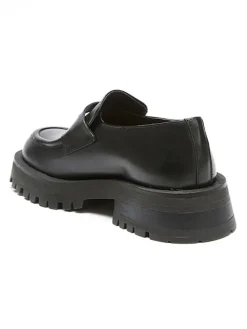 Leder-Slipper in Schwarz