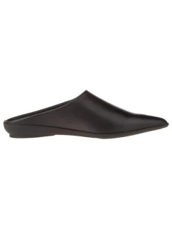 Leder-Slipper in Schwarz