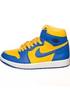Leder-Sneaker ''1 Retro High'' in Gelb/ Blau