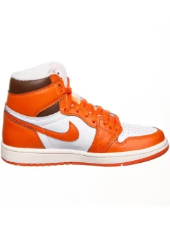 Leder-Sneaker ''1 Retro High'' in Weiß/ Orange