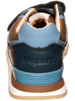 Leder-Sneakers in Dunkelblau/ Hellblau