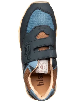 Leder-Sneakers in Dunkelblau/ Hellblau