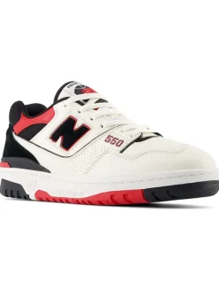 Leder-Sneakers "550" in Weiß/ Rot