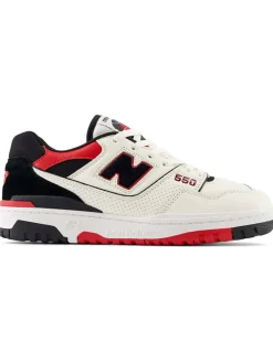 Leder-Sneakers "550" in Weiß/ Rot