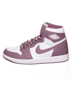 Leder-Sneakers "Air Jordan 1 Retro High" in Weiß/ Lila