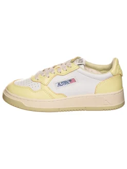 Leder-Sneakers "Autry" in Weiß/ Gelb