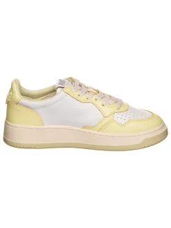 Leder-Sneakers "Autry" in Weiß/ Gelb